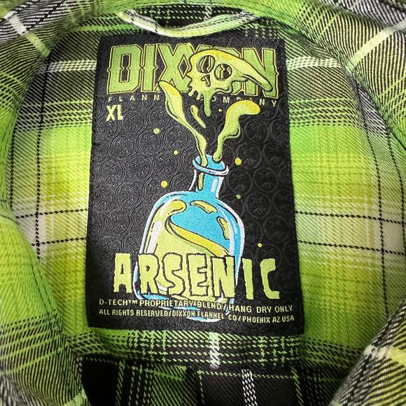 Dixxon Flannel Men's Long Sleeve Button Up Shirt Green/Black "Arsenic" Size XL - Picture 3 of 8
